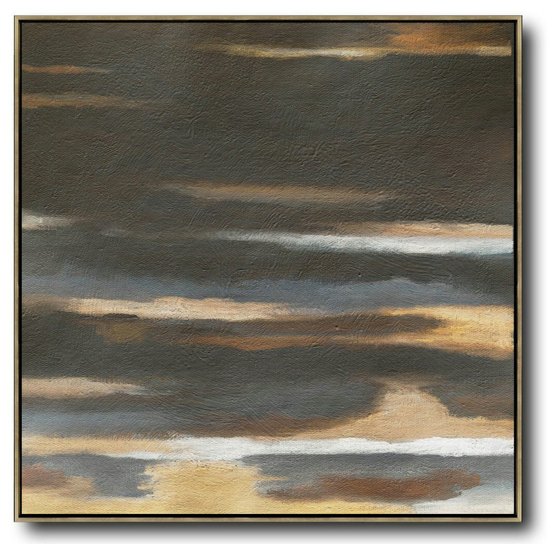 Extra Large Painting,Oversized Abstract Landscape Painting,Oversized Canvas Art,Black,Brown,Yellow.etc